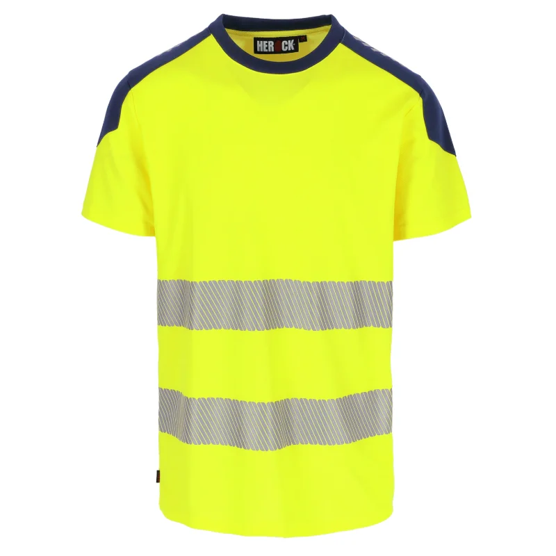 Herock Elips high-vis T-shirt korte mouw in fluo geel / navy