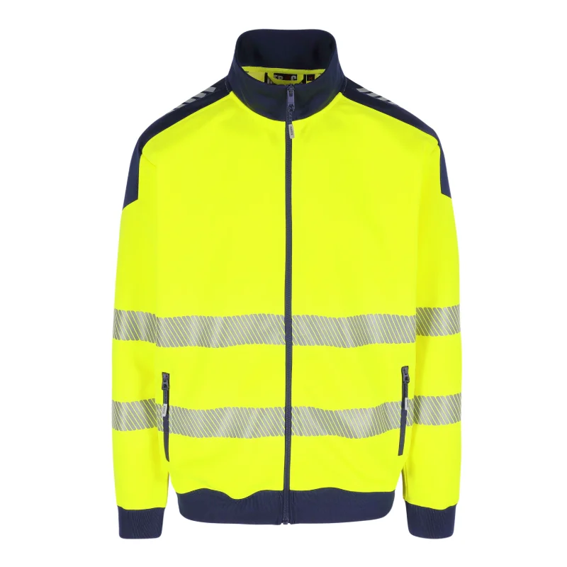 Herock Inigo high-vis sweater lange rits in fluo geel / navy