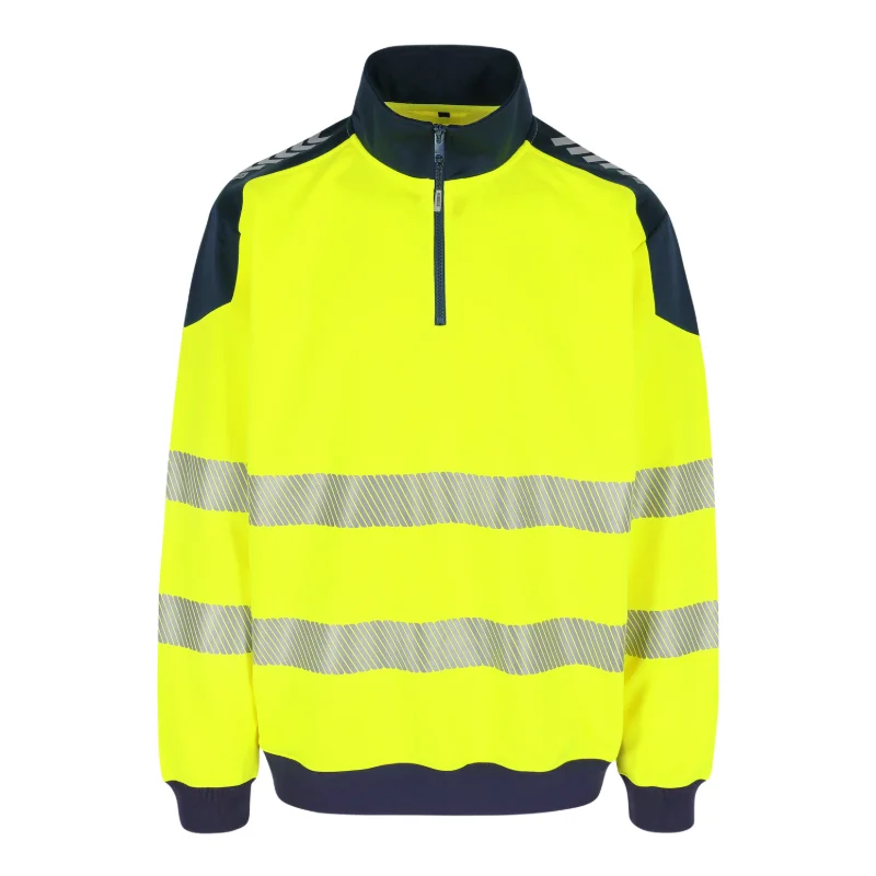 Herock Janus high-vis sweater korte rits in fluo geel / navy
