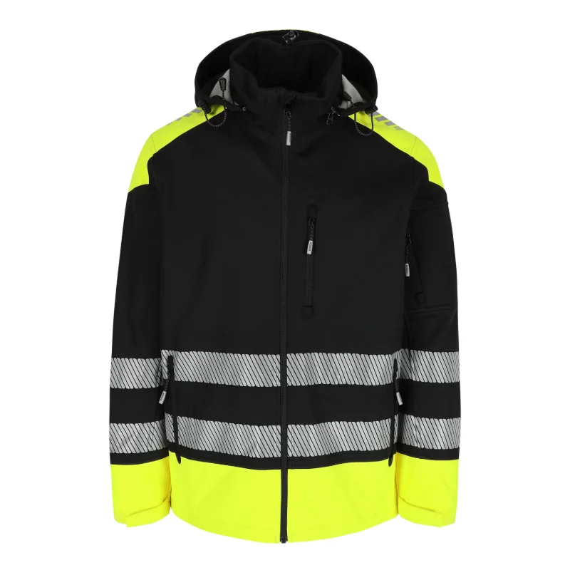 Herock Solar high-vis softshell jas in zwart / fluo geel