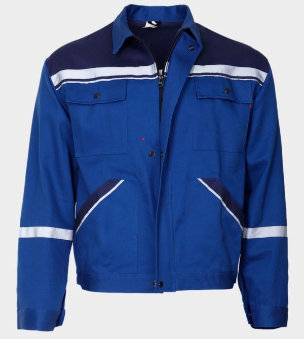 Collins blauwe werkjas